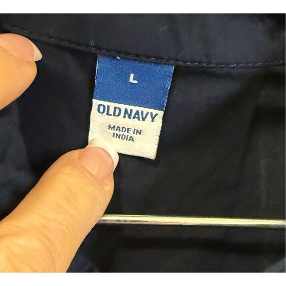 Old Navy Loose Mini Shirt Dress Sz. L Navy Blue Collared Swing Fit Lightweight & - Picture 7 of 8